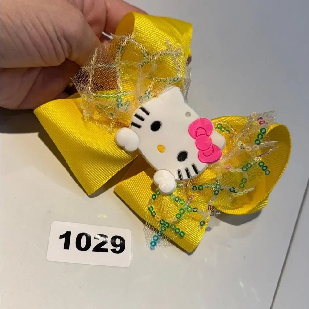 1029 Yellow Color Hello‎ Kitty Hair Bow Alligator Clip